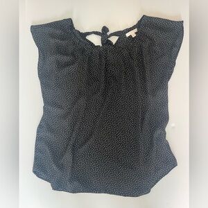 Lauren Conrad Black & White Polka Dot Sleeveless Blouse Women’s Size L Back Ties